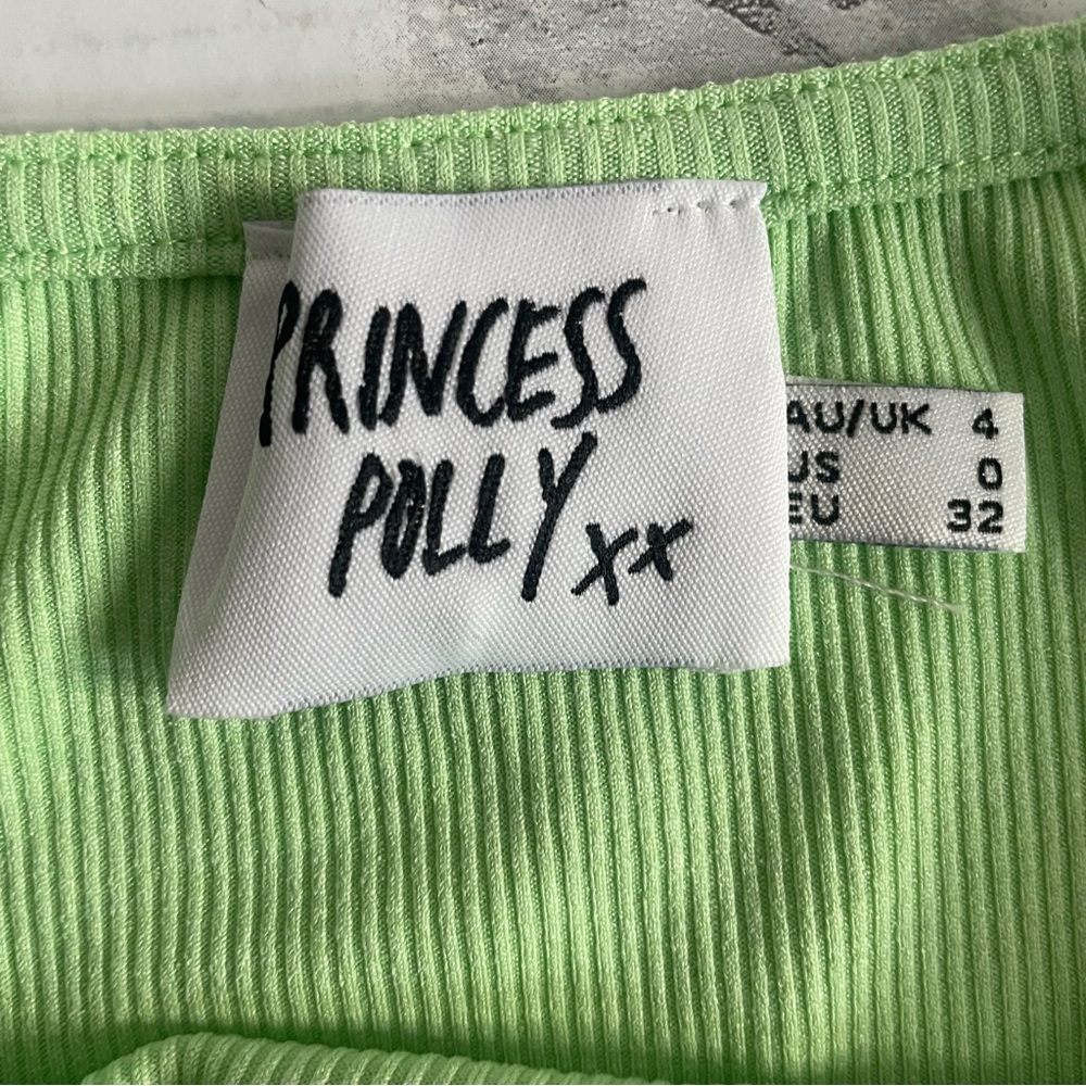 *PRINCESS POLLY* Green Ribbed Crop Top - Picture 4 of 7